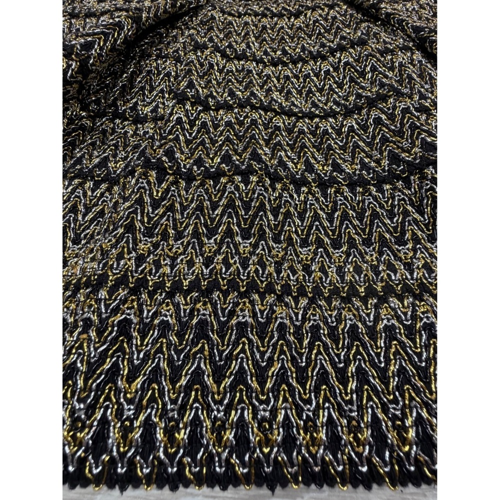 Petit Gateau Metallic Gold Silver Chevron Mini Skirt Xl Black Pleated 100zl View 2
